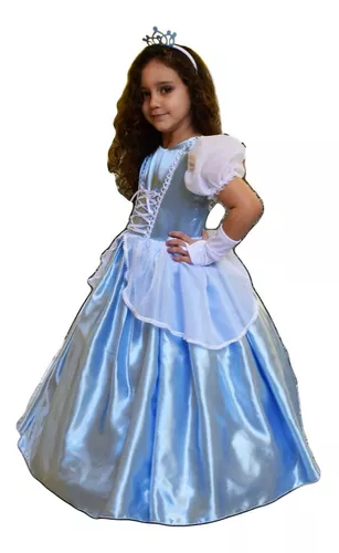 Vestido fantasia luxo princesas cinderela