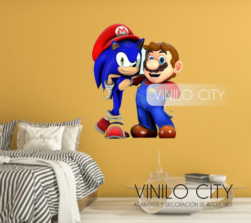 Vinil Decorativo Mario Sonic Best Friends 1 Mt
