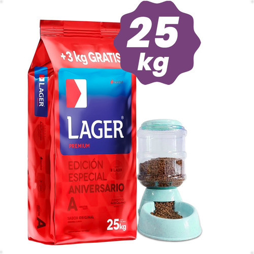 Lager Premium 25 Kilos Alimento Ración + Dispensador - Otec