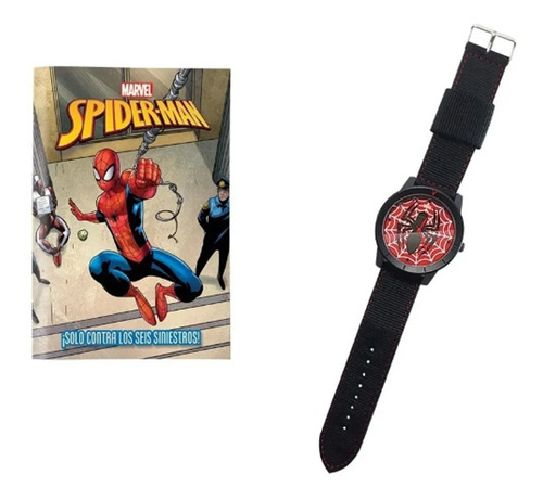 Imagen 1 de 4 de Reloj Marvel Spiderman + Libro / Licencia Oficial