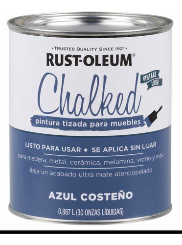 Tinta Azul Costeiro Chalked Para Vidros E Móveis Rust Oleum