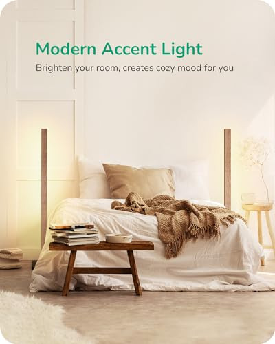 Lámpara De Pie Led Madera Regulable Control Remoto, 7 Temper