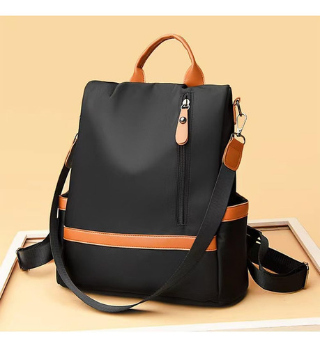 Go-done - Bolso De Dama Acabado De Los Herrajes Negro Color Negro Correa De Hombro Marrón Diseño De La Tela Liso