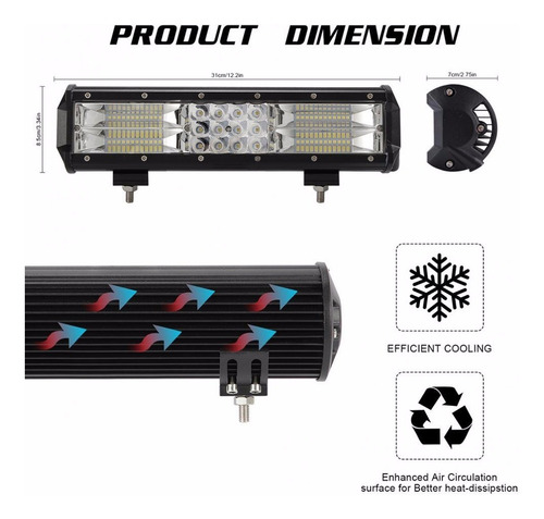 Faro Auxiliar Led Barra 4x4 Moto 180w Cuatri Moto Auto