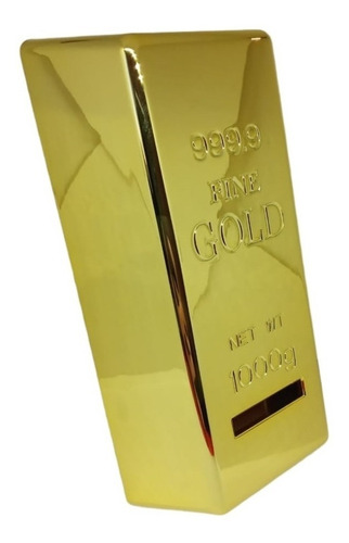 Alcancia Adorno Diseño Forma Lingote Oro Dorado Decoración 