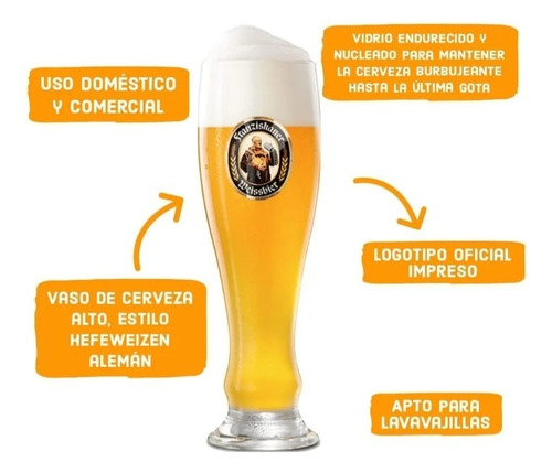 Vaso Pinta De Cerveza Franziskaner Weissbier De Colección Transparente
