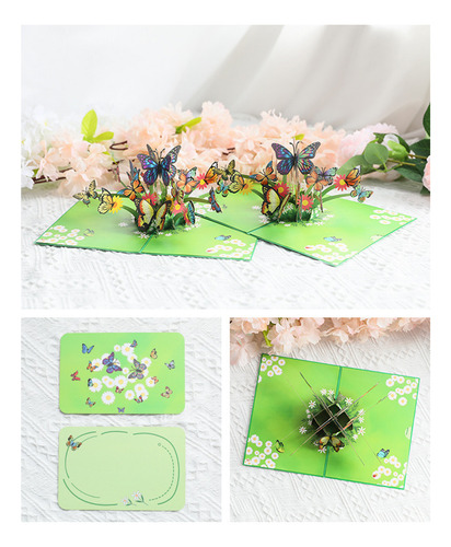 Tarjeta De Felicitación 3d Con Coloridas Mariposas Voladoras