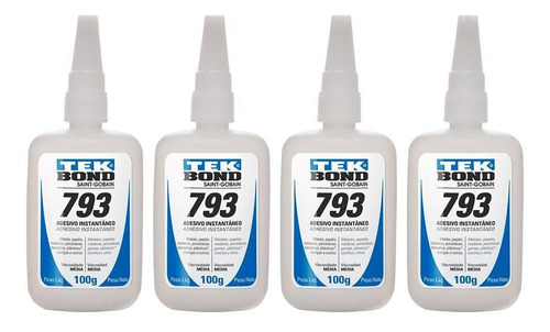 Imagem 1 de 2 de Cola Tek Bond Instantânea Adesivo 793 100g 4 Unidades