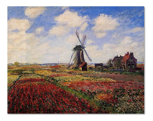 Cuadro Molino De Viento En Holanda Monet Lienzo Arte 140x112