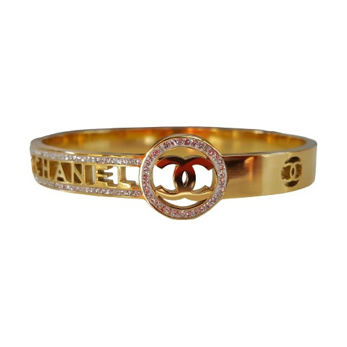 Brazalete Dorado Cc Brillantes Acero Inoxidable