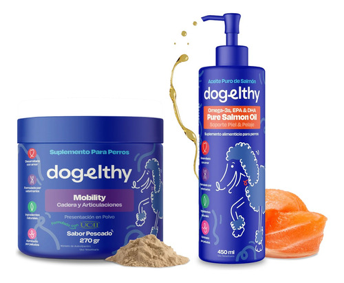 Pack Dogelthy Mobility & Pure Salmon Oil, Suplemento Perro