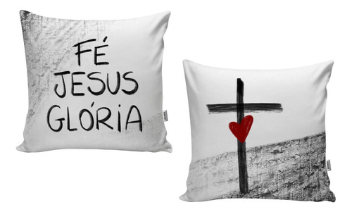 Kit 2 Capas Almofada Decoração Religião Fé Jesus Deus Gloria