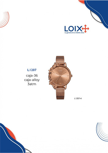 Reloj De Dama  Loix® L1207 En Acero Gold Rode Casual