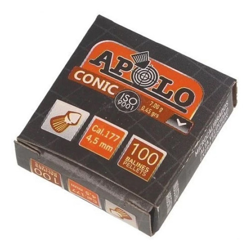 Imagen 2 de 10 de Pack X5 Balines Apolo Conic Punta 4.5 Mm X100 Aire Comprimid