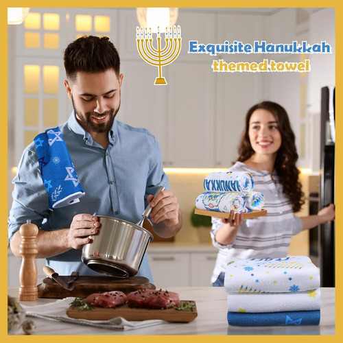Toallas De Cocina Happy Hanukkah Azules