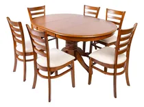 Comprar Juego De Comedor Hv 1 Mesa 6 Sillas Almendra La Sensación Color Chocolate Diseño De La Tela De Las Sillas Liso