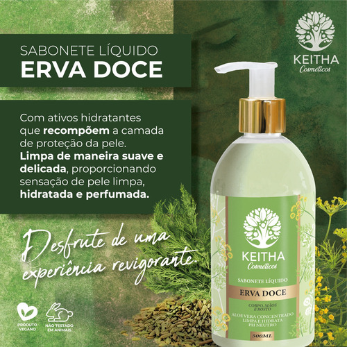 Sabonete Líquido Erva Doce 500 Ml - Keitha Cosméticos