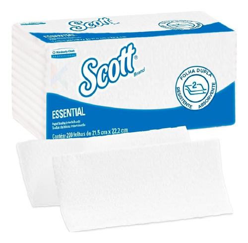 Papel Toalha Interfolha Scott Folha Dupla C/ 600 Folhas