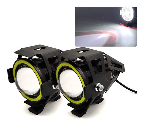 2 Farol Milha Neblina Led Angel Eye U7 Moto