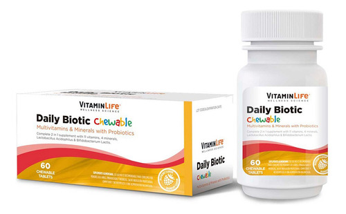 Vitaminlife Dialy Biotic Suplemento Vitaminico Chewable X 60