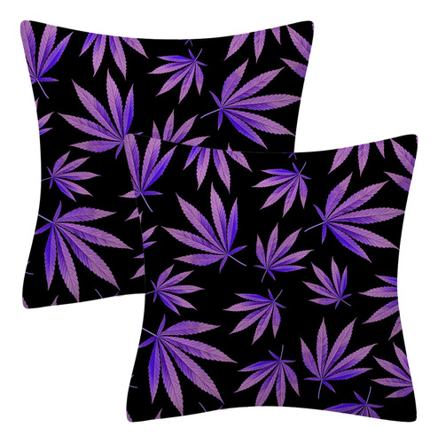 2 Funda Almohada Decorativa Diseño Marihuana Maleza X