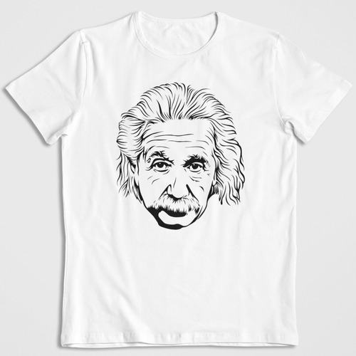 Polera Blanca Algodon Estampada Dtf Albert Einstein Ciencia
