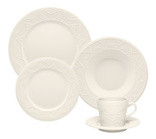 Set X30 Juego De Vajilla Platos Y Tazas Oxford Serena Cream 