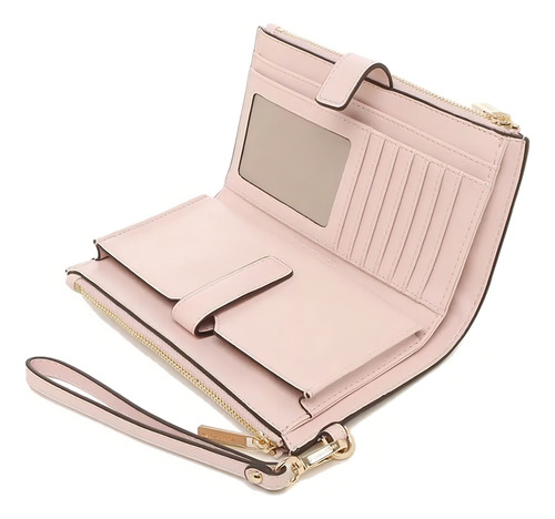 Billetera Michael Kors 35f8gtvw0b Con Diseño Siganture Color Beige Detalle Rosa De Cuero Sintético - 11cm X 18cm X 4cm