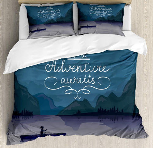 Adventure Awaits Duvet Cover Set, Kayak En Un Lago De M...