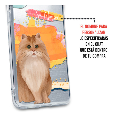 Funda Para Huawei Mujer Gatito Siberiano Acuarela Con Nombre