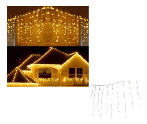 comprar Luces Led Cascada Navidad 7 Metros Dorado Navideño Terraza