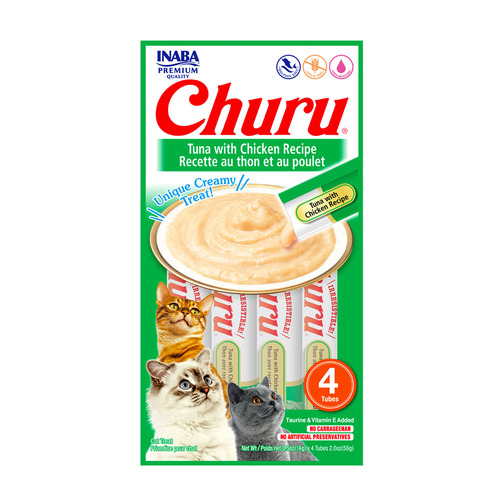 Alimento Inaba CHURU para gato todas as idades de raça todos tamanhos sabor atum e frango em sobre de 14kg