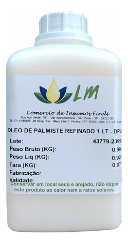 Distriol Lm - Óleo Vegetal De Palmiste 100% Puro - 1 Litro