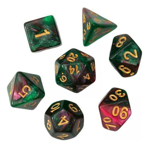 2 Conjunto De Dados Poliédricos 7x D4-d20 Vermelho Verde