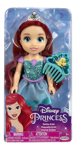 Muñeca Pequeña Princesa Ariel Disney Con Peine 17 Cm