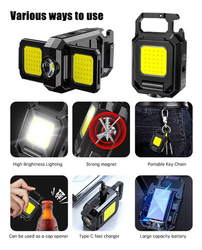 Mini Linterna Doble Led Llavero Táctico Multiusos Viajes