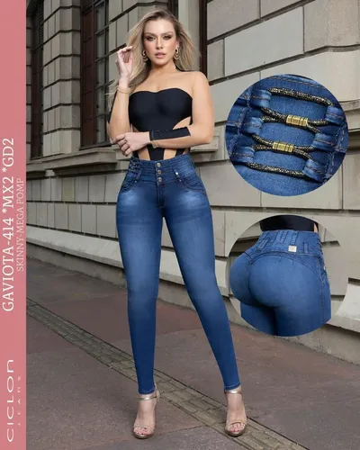 Jeans Mujer Pantalón Colombiano Mezclilla Strech Push Up 139