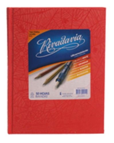 Cuaderno Rivadavia Tapa Dura Rayado Forrado 50 Hojas Rojo