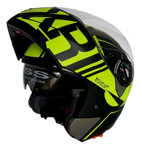 Casco Abatible Ghb 158 Xecuro Amarillo Fluo Matte Cuotas sin inter s