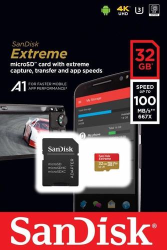 Imagen 5 de 5 de Memoria Flash Sandisk Extreme, 32gb Microsdhc Uhs-i Clase 10
