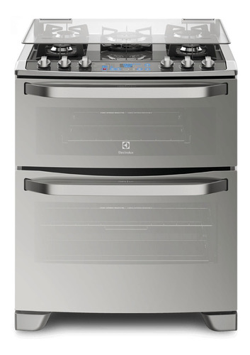 Fogão  de chão Electrolux  76DXW a gás/elétrico 5 queimadores  prata 220V porta com visor 133.3L