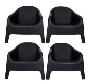 Imagen 4 de 5 de Juego De 4 Sillones Skarpo Negro Garden Life V5396