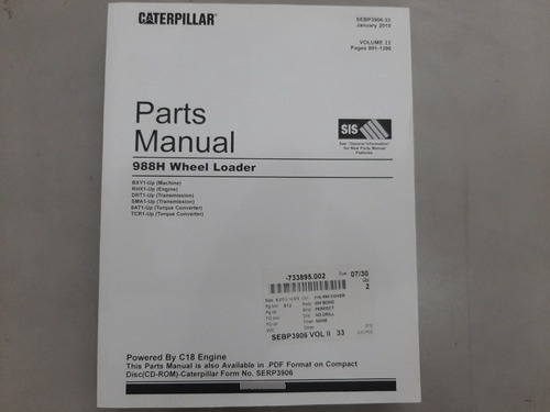 Manual Caterpillar 988h Wheel Loader Volumes 1,2 E 3