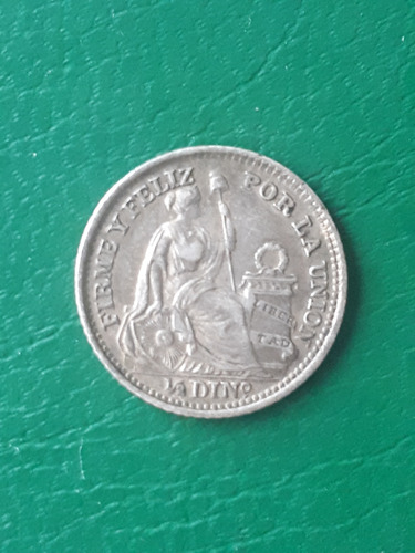 Perú 1917 1/2 Dinero Plata Excelente 