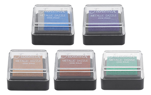 Almohadilla De Tinta Rainbow Stamp Pads, Color Metálico, 5 U