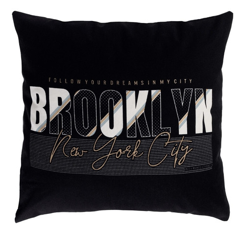 Cojín Decorativo Brooklyn New York Vianney Color Negro