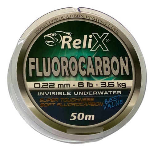 Tanza Leader Fluorocarbono Relix 8lbs 0.22mm 50 Mts - Lo De 