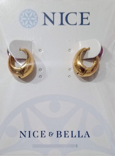 Arete Nice Tipo Mini Arracada Moderna En Baño De Oro