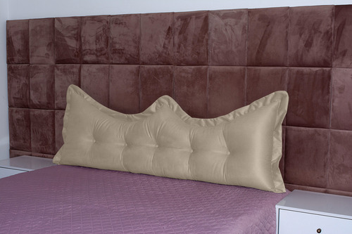 Almofada Encosto Coroa Queen 160 Cm Bege Lisa