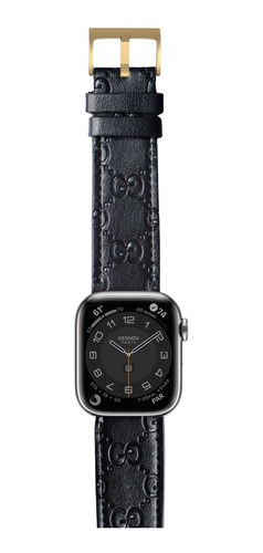 Correa Piel Para Reloj Apple Watch Lujo Diseñador | Gg Negro